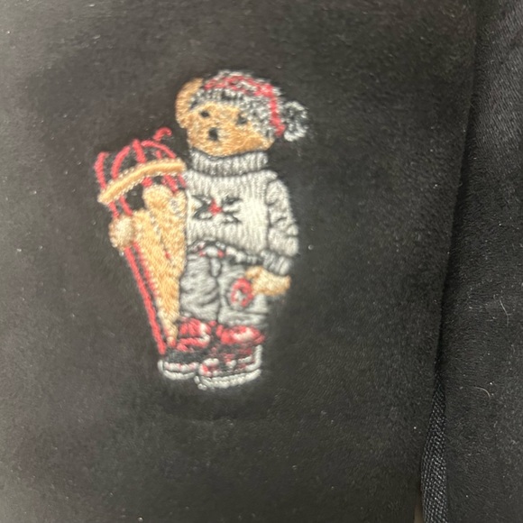 Polo Ralph Lauren Slippers Sledding Bear Black Slip On Men Sz 9 Comfort Classic - Picture 6 of 10